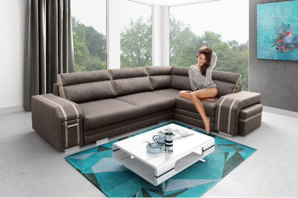Sofa Schlafsofa Designer Sofa mit Bettfunktion - Bettkasten Ecksofa Couch Sofas