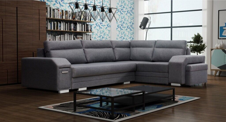 Wohnlandschaft Ecksofa Bettkasten Schlafsofa Sofa Polstersofa Eck Sofas Couch