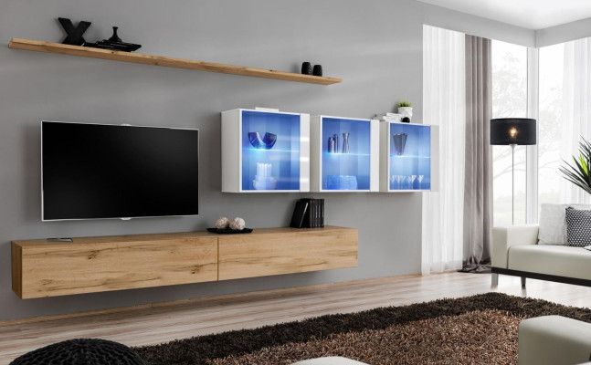 Wohnzimmermöbel Stil Modern Design TV-Ständer Wand Regale Komplett Wandschrank