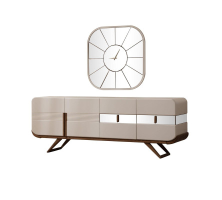 Weiß-braune Esszimmer Garnitur Moderner Esstisch 6x Polsterstühle 9tlg