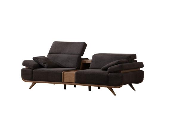 Braun-Weiße Sitzgarnitur Dreisitzer Luxuriöser Polster Sessel 2tlg Set
