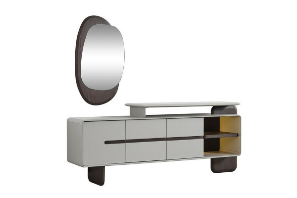 Weißes Sideboard Luxuriöser Spiegel Designer Anrichte Edles 2tlg Set