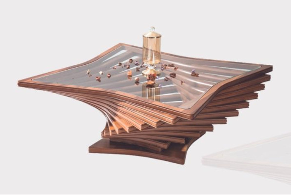 Exklusiver Goldener Couchtisch Wohnzimmer Sofatisch Edler Glastisch