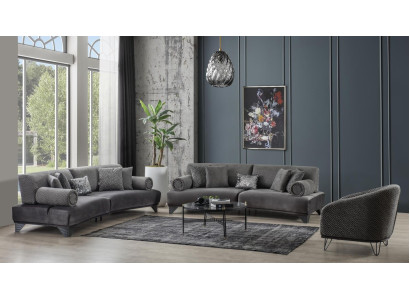 Luxus Sofagarnitur Garnitur Sofas Sofa Sessel Dreisitzer 3+3+1 Sitzer Stoff Neu