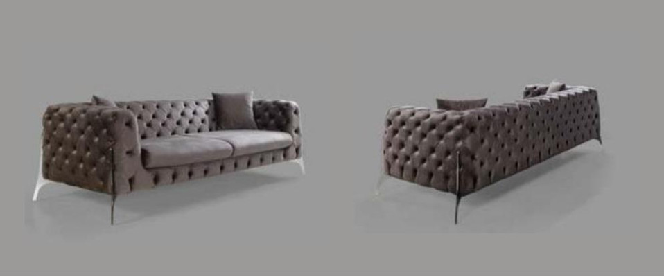 Chesterfield grau Sofa 3Sitzer Wohnzimmer Sofas Textil Polster