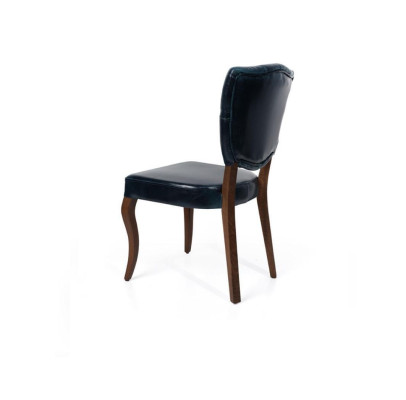 Dunkelblauer Chesterfield Einsitzer Designer Lederstuhl Luxus Esszimmer Möbel