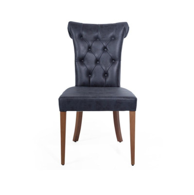 Art déco Schwarzer Chesterfield Stuhl Lehnstühle Esszimmerstuhl Designer Einsitzer