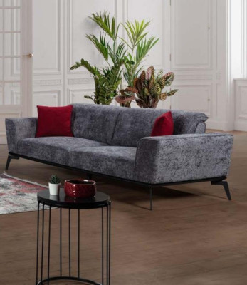 Sofagarnitur 331 Sitz Polster Sofa Wohnlandschaft Möbel Rot Grau