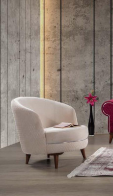 Beige Elegante Sessel Einsitzer Design Wohnzimmer Polster Möbel