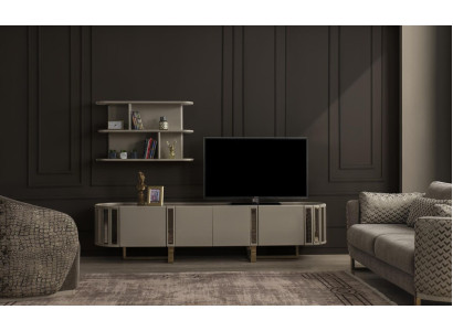 Ovaler Fernseh Ständer rtv Lowboard tv Sideboard Kommode Wohnzimmer Holz Möbel
