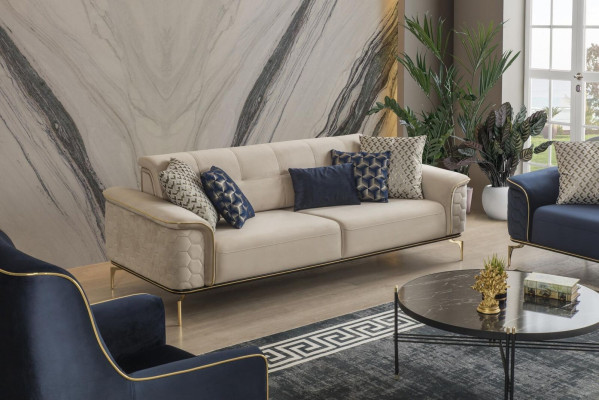 Dreisitzer Sofa 3 Sitzer Luxus Sofas Wohnzimmer Möbel Einrichtung Stoff Design