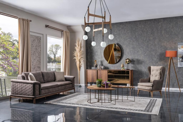 Sofagarnitur Sofa Luxus Garnitur Sofas Sessel 3+1 Sitzer Stoff Modern Design Neu