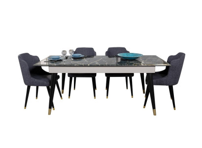 Luxus Esszimmer Tisch Design 4x Stühle Essgruppe Lehnstühle Set Garnitur Möbel