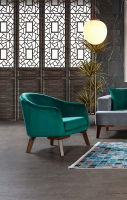 Sofagarnitur 3+3+1 Sitzer Designer Wohnlandschaft Grau Turkis Grün