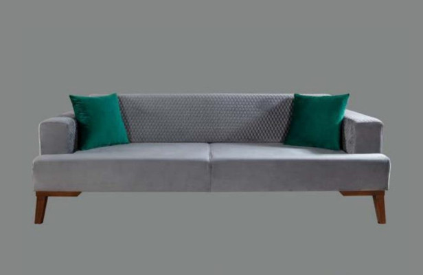 Sofagarnitur 3+3+1 Sitzer Designer Wohnlandschaft Grau Turkis Grün