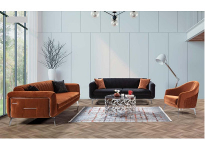 Sofagarnitur 3+3+1 Sitzer Sofas Sessel Luxus Stoff Wohnzimmer Design