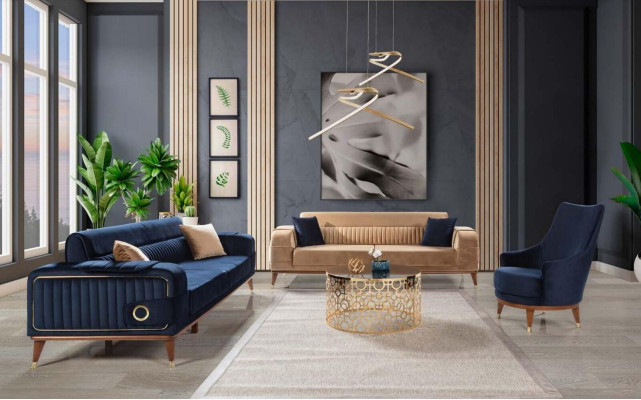 Luxus Sofagarnitur 3+3+1 Sitzer Set Design Sofa Polster Couch Modern