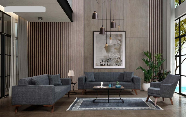 Design Wohnzimmer Sessel Einsitzer Moderner Grauer Polster Möbel