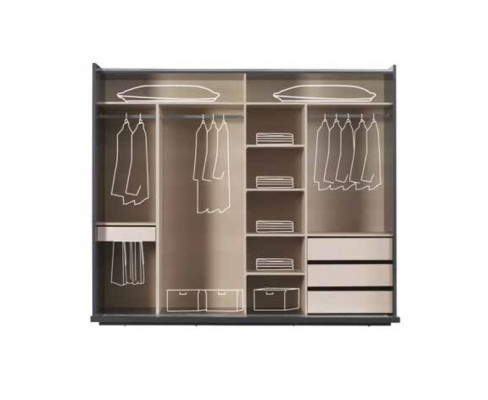 Moderne Schlafzimmer Set Grau Bett 2x Nachttisch Kleiderschrank Kommode 5tlg.