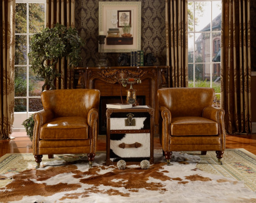 Chesterfield Ohrensessel Braun Leder Sofagarnitur Sessel Couch Ledersofa Neu