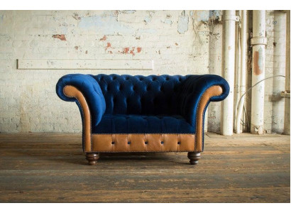 Chesterfield Textil Polster  Sessel 1 Sitzer Sofas Design Luxus Stoffsofas