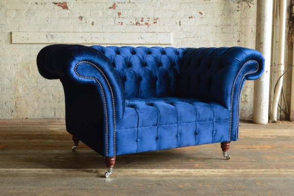 Chesterfield Sessel Fernseh Couch 1 Sitzer Sofa Textil Stoff Couchen Polster #4