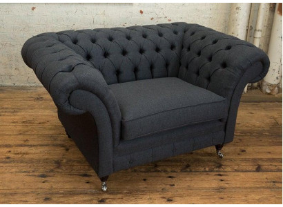 Chesterfield Sessel Fernseh Couch 1 Sitzer Sofa Textil Stoff Couchen Polster #2