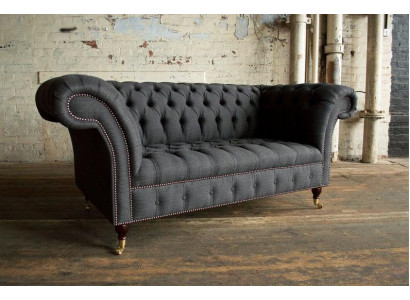 Chesterfield Textil  Sofa 2 Sitzer Luxus Sofa Polster Sofas Design Stoffsofas