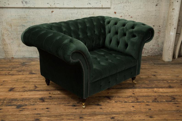 Chesterfield Design Sofa Sessel Couch Polster Luxus Textil Couchen 1 Sitzer #103