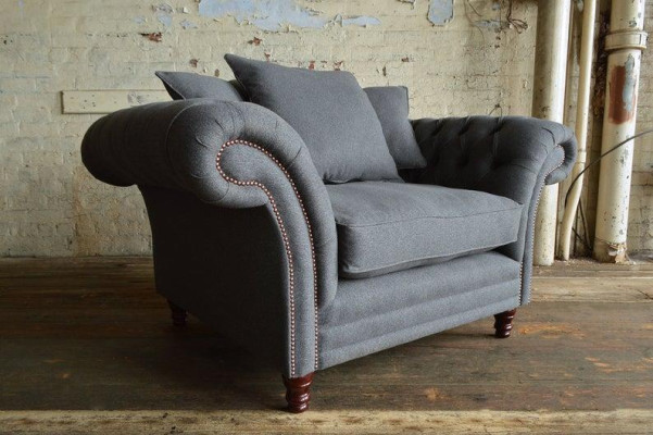 Chesterfield Design Sofa Sessel Couch Polster Luxus Textil Couchen 1 Sitzer #110