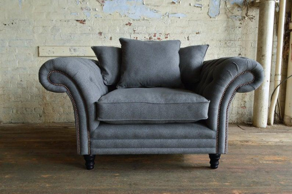 Chesterfield Design Sofa Sessel Couch Polster Luxus Textil Couchen 1 Sitzer #110