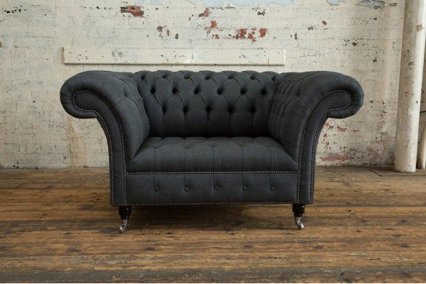 Chesterfield Design Sofa Sessel Couch Polster Luxus Textil Couchen 1 Sitzer #111