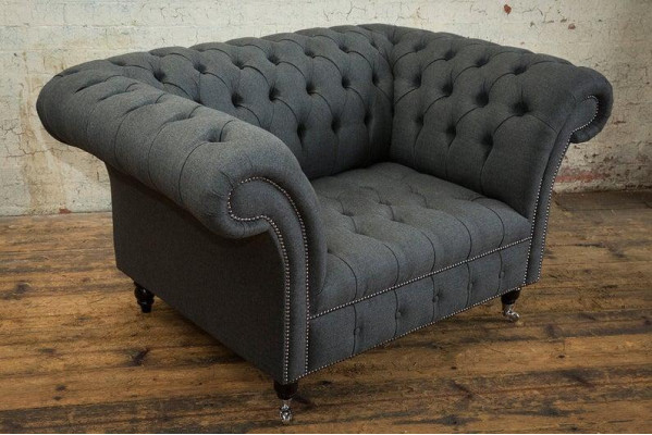 Chesterfield Design Sofa Sessel Couch Polster Luxus Textil Couchen 1 Sitzer #111