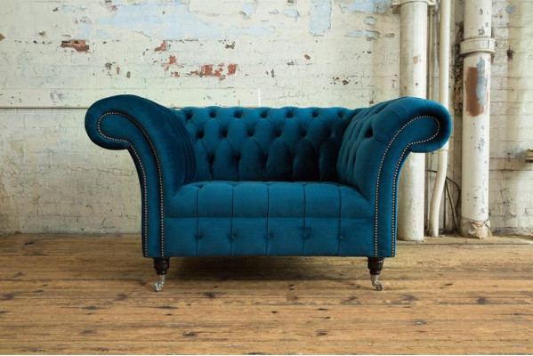 Chesterfield Sessel Fernseh Couch 1 Sitzer Sofa Textil Stoff Couchen Polster 131