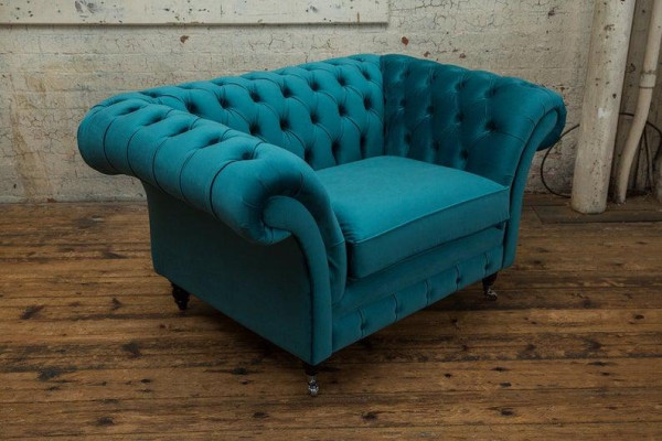 Chesterfield Sessel Fernseh Couch 1 Sitzer Sofa Textil Stoff Couchen Polster 136