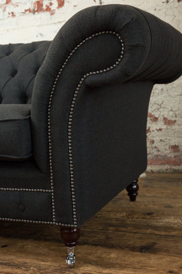 Chesterfield Sessel Fernseh Couch 1 Sitzer Sofa Textil Stoff Couchen Polster 201