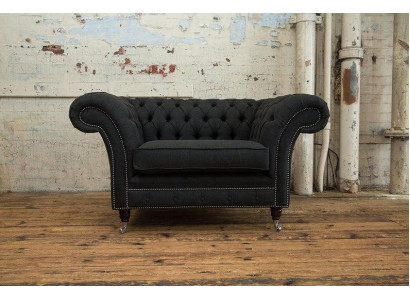 Chesterfield Sessel Fernseh Couch 1 Sitzer Sofa Textil Stoff Couchen Polster 201