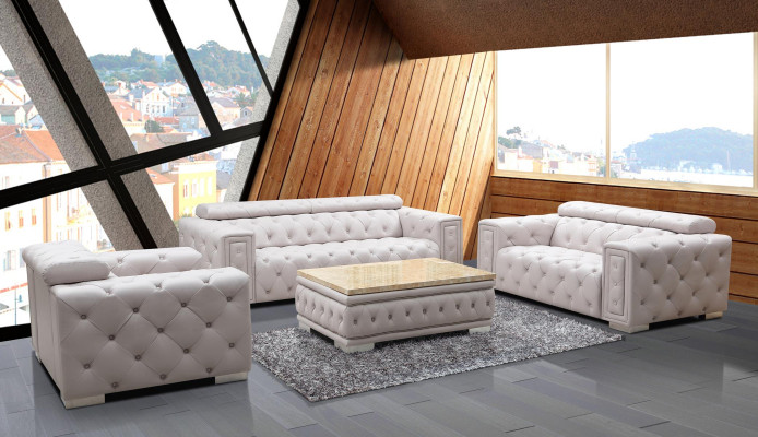 Couch Set Garnitur Polster Leder Design Chesterfield Sofagarnitur 3+2 Sitzer Neu