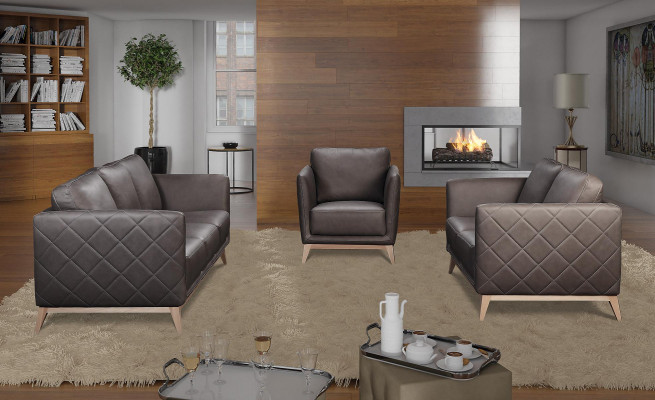 Leder Design Couch Polster Sitz 3+1+1 Garnitur Sofa Garnituren Kunstleder