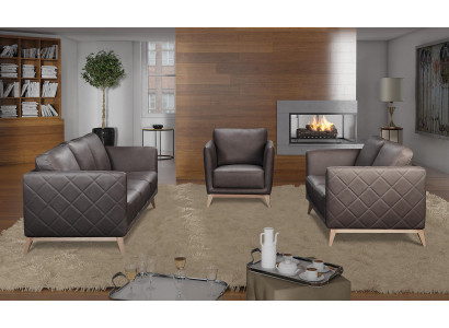 Leder Design Couch Polster Sitz Garnitur Sofa Garnituren Kunstleder 3+2+2 Neu