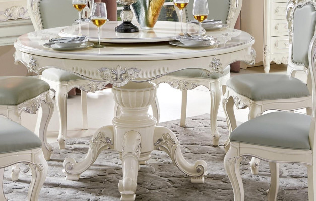Klassische Barock Esszimmer Möbel Essgarnitur Lehnstuhl Tisch Gruppe 7tlg. Set