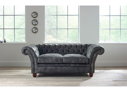 Chesterfield Sofa Couch Polster Stoff Leder Couchen  Polster Garnitur 2 Sitzer