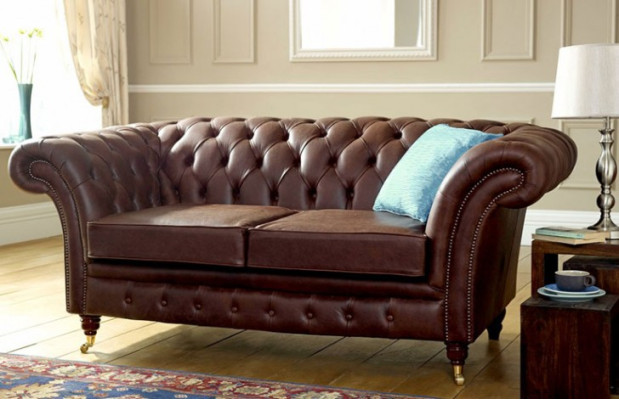 Chesterfield Mens Club Sofa Couch Leder Polster 2 Sitzer Braun NEW jvmoebel ®