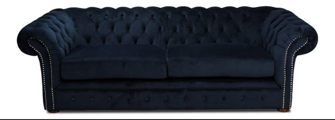 Klassische Wohnzimmer Couch - Blaue Chesterfield Stoff Sofa 3 Sitzer  jvmoebel ®