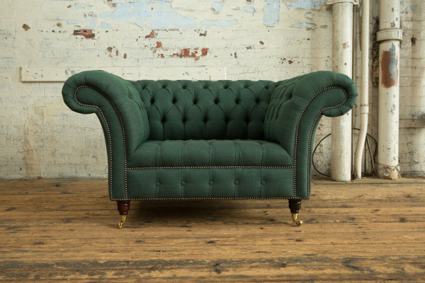 Couch Polster Sofa Textil Chesterfield Couchen Garnitur 1,5 Sitzer Dreisitzer