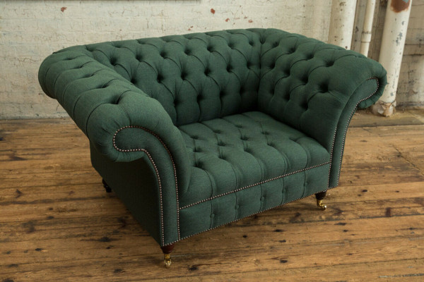 Couch Polster Sofa Textil Chesterfield Couchen Garnitur 1,5 Sitzer Dreisitzer