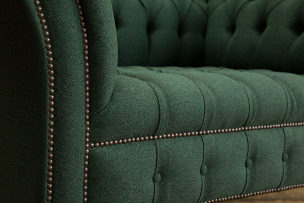 Couch Polster Sofa Textil Chesterfield Couchen Garnitur 1,5 Sitzer Dreisitzer