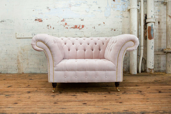 Chesterfield Sessel Fernseh Couch 1 Sitzer Sofa Stoff Couchen Polster Neu Textil