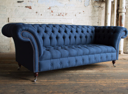 Chesterfield Couch Sitz Textil Stoff Couchen Sofas Sofa Polster Samt 3 Sitzer