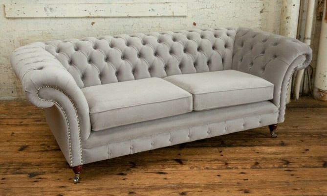 Chesterfield Couch Sofa Polster 3 Sitzer Couchen Sitz Garnitur Sofas Weiß Neu